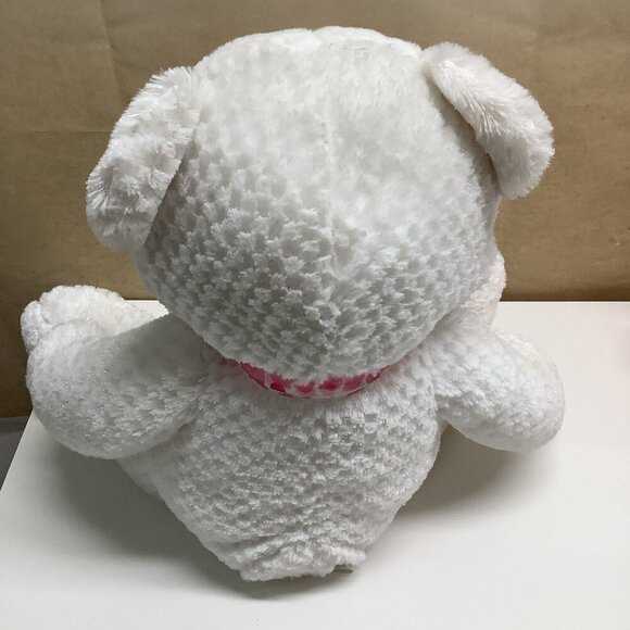 Goffa White Teddy Bear With Heart Neck Tie & Paw Prints Preloved - Picture 6 of 8